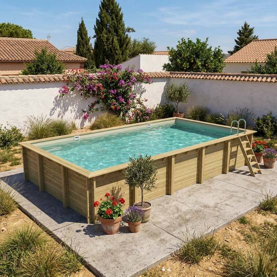 Altanka - Piscine hors sol en bois AQUA 10.2 x 5.2 - H.1.45 m, sable, fixations à sceller - BAS7310OSPI3 - ALTANKA - Image 2