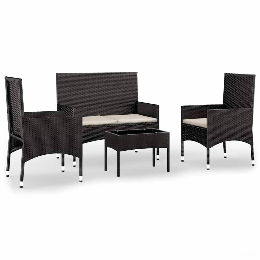 Vidaxl - Salon de jardin 4 pcs avec coussins Noir Résine tressée vidaXL 319496 - Image 2