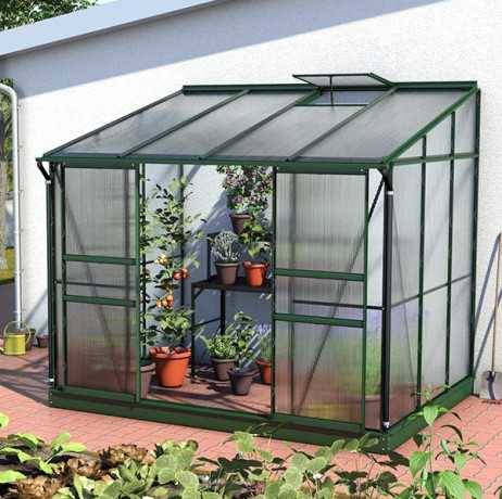 Vitavia - Serre adossée IDA 5200 - 5,20 m² polycarbonate avec porte coulissante et lucarne, Couleur Noir, Polycarbonate 6 mm - Image 3