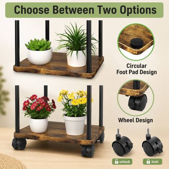 Étagère à plantes d'intérieur 5 niveaux roues amovibles, rangement stable facile à nettoyer - Image 4