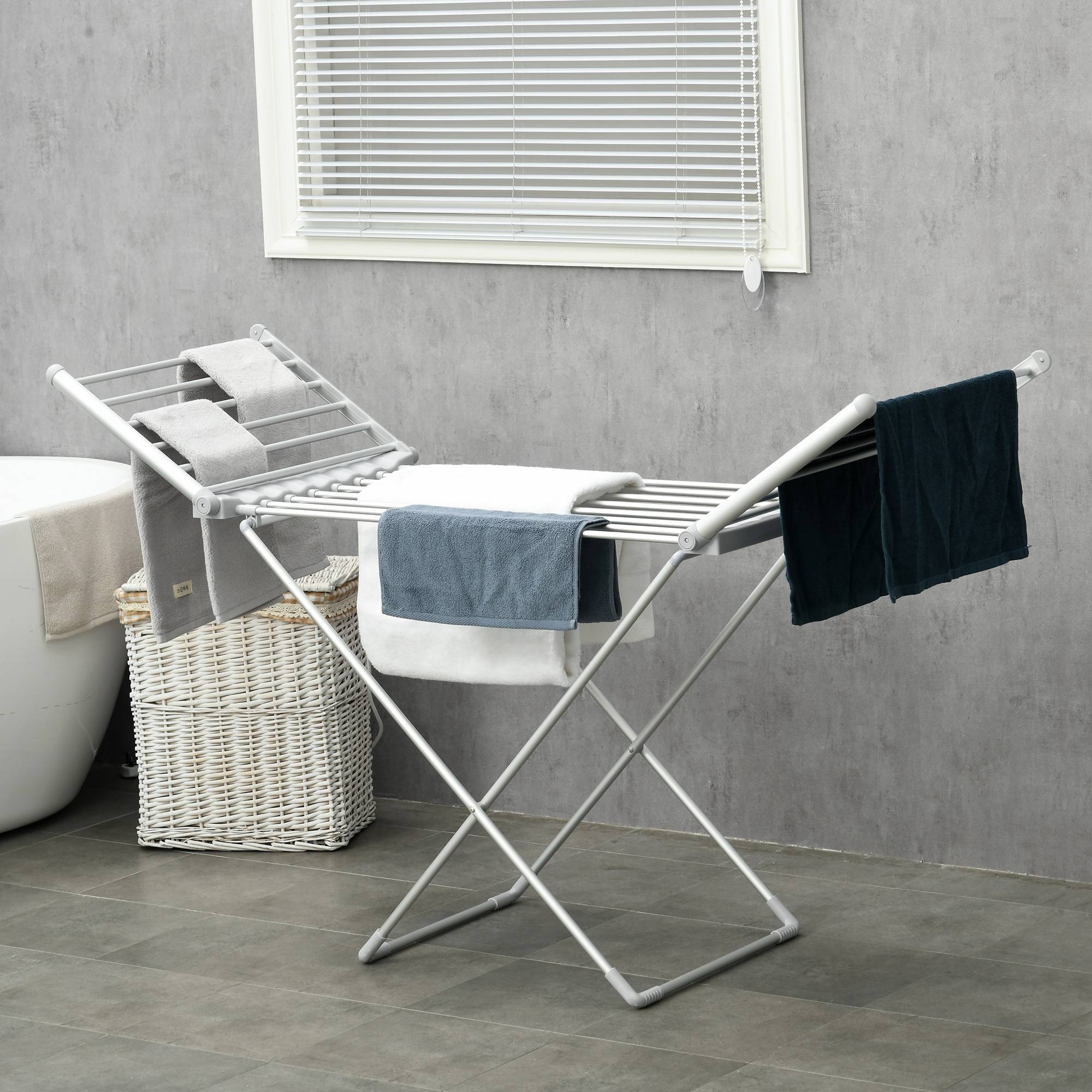 Homcom - Sèche-linge électrique étendoir 144x53x91cm chauffant pliable 2 ailes extensibles alliage d'aluminium - HOMCOM - Image 2