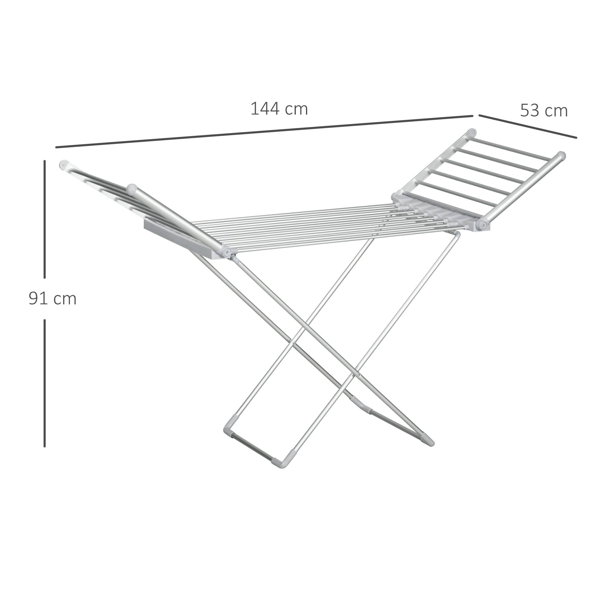 Homcom - Sèche-linge électrique étendoir 144x53x91cm chauffant pliable 2 ailes extensibles alliage d'aluminium - HOMCOM - Image 3