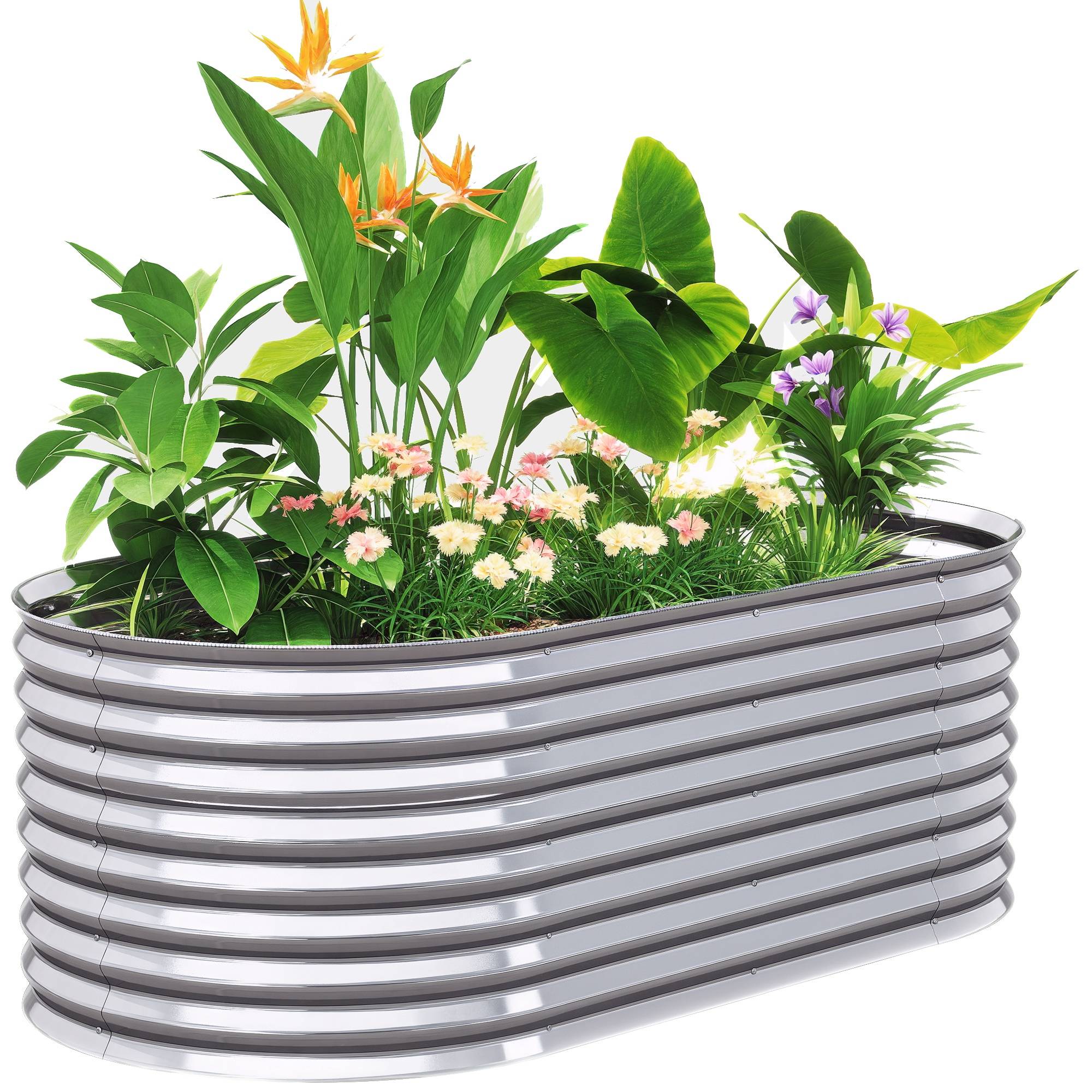 Sans Marque - Carré potager jardin surélevé résistant rouille acier galvanisé 160x80x56 cm argent - Image 1