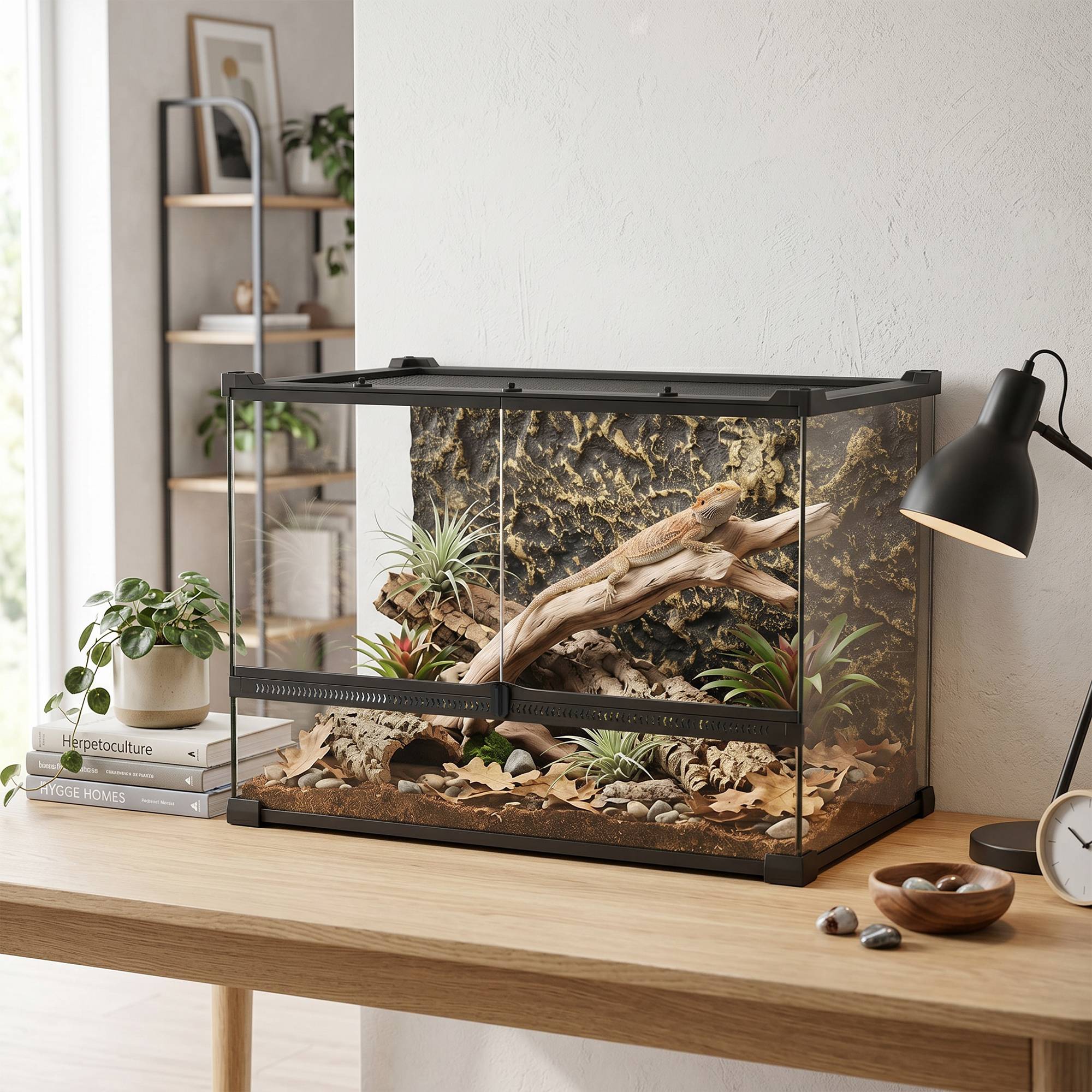 ComfortXL - Terrarium pour reptiles verre trempé et acier 50 x 30 x 35 cm noir 48 L ventilation frontale et fond étanche sécurisé - Image 8