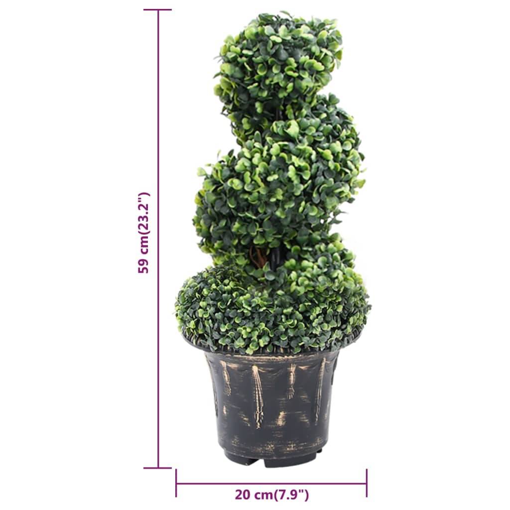 Plante de buis artificielle en spirale polyéthylène vert 20 x 20 x 59 cm - PANGIVO - Image 5