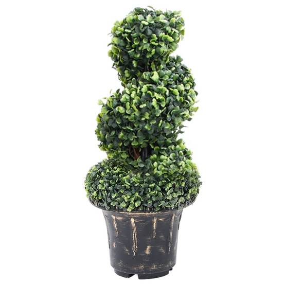 Plante de buis artificielle en spirale polyéthylène vert 20 x 20 x 59 cm - PANGIVO - Image 1