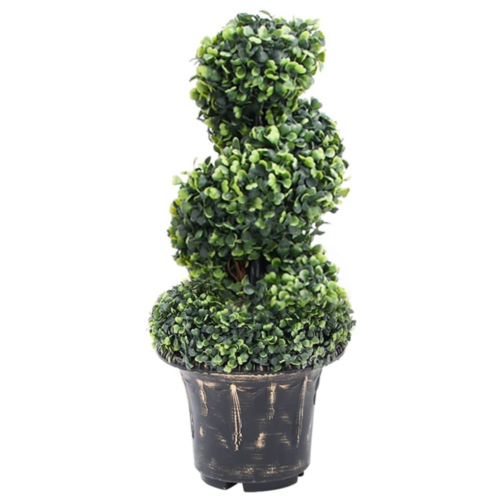 Plante de buis artificielle en spirale polyéthylène vert 20 x 20 x 59 cm - PANGIVO - Image 1