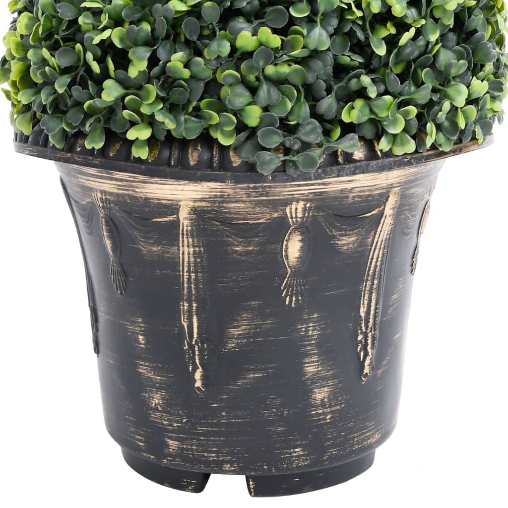 Plante de buis artificielle en spirale polyéthylène vert 20 x 20 x 59 cm - PANGIVO - Image 4