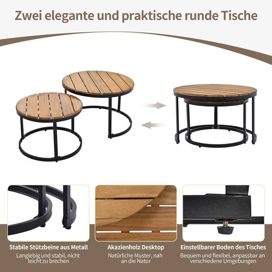 Salon de jardin modulable acier galvanisé acacia terrasse extérieur 5 à 6 places beige - ComfortXL Outdoor Living - Image 6
