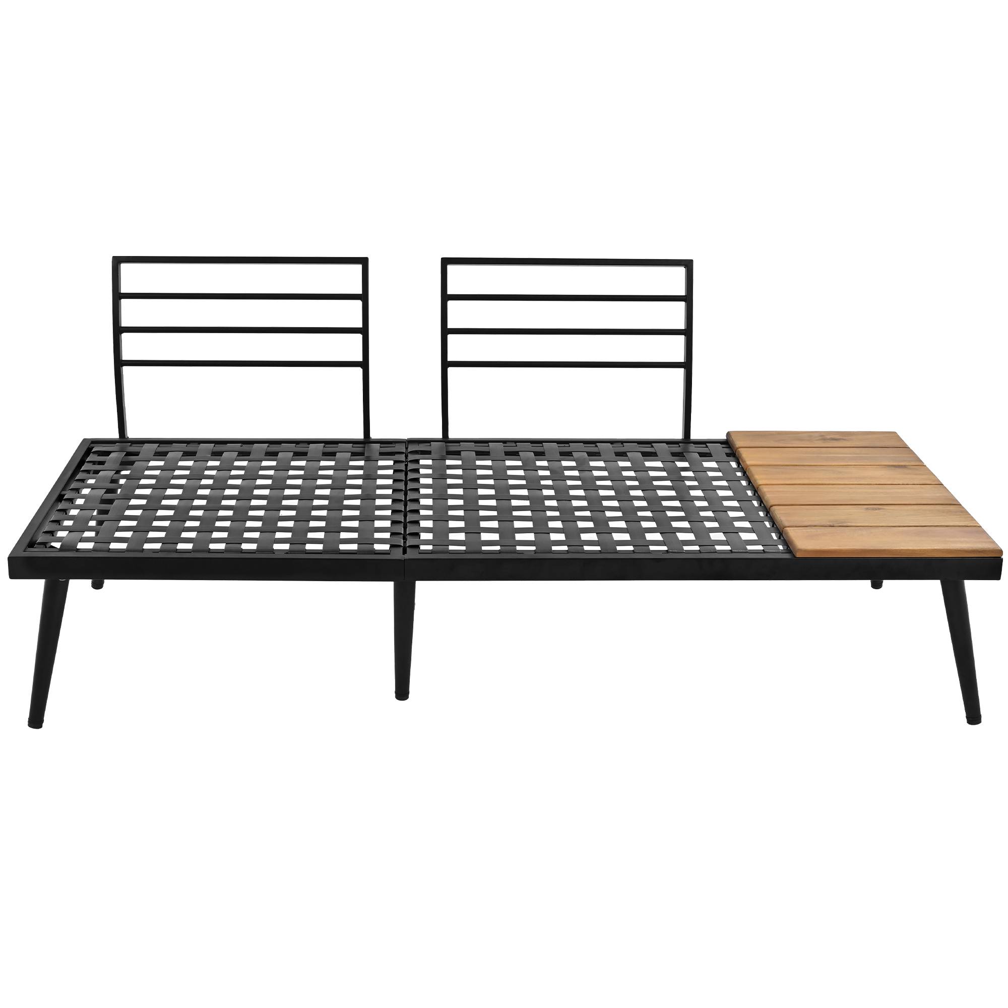 Salon de jardin modulable acier galvanisé acacia terrasse extérieur 5 à 6 places beige - ComfortXL Outdoor Living - Image 8