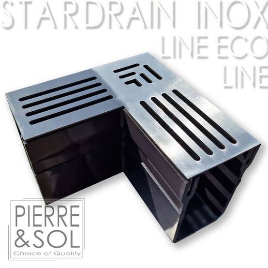 Caniveau étroit 6,5 cm Grille INOX Line - StarDrain - LINE ECO - Élément d'angle - Image 1