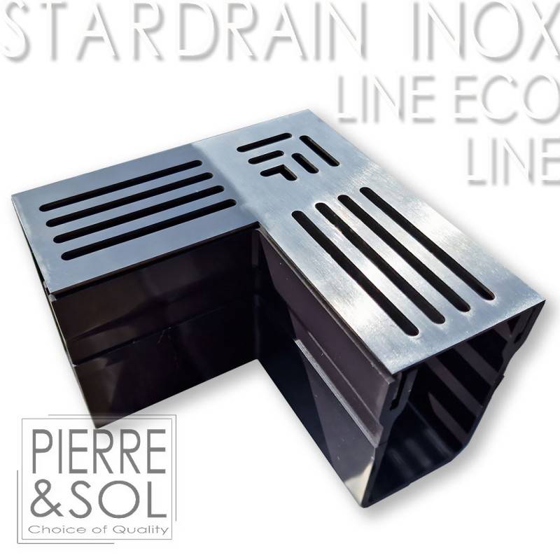 Caniveau étroit 6,5 cm Grille INOX Line - StarDrain - LINE ECO -       Élément d'angle - Image 1