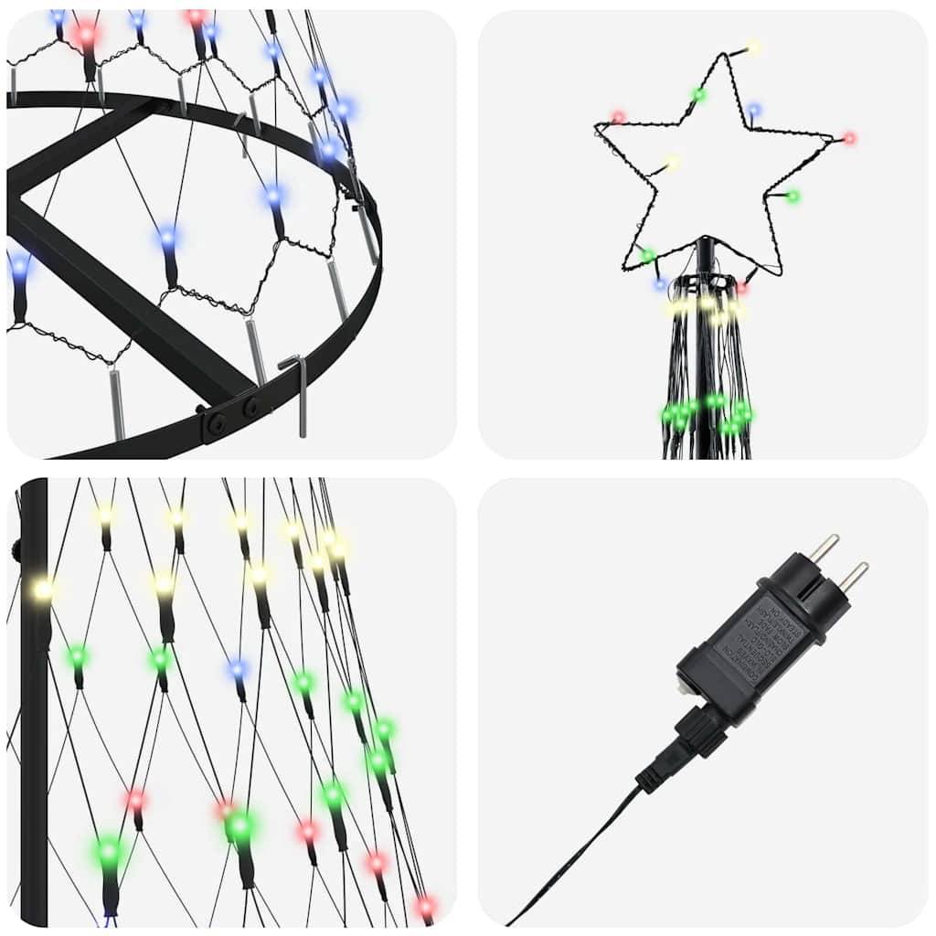 Vidaxl - Arbre de Noël LED avec 230 LED Multicolore 184,5 cm Métal vidaXL 42018782 - Image 7