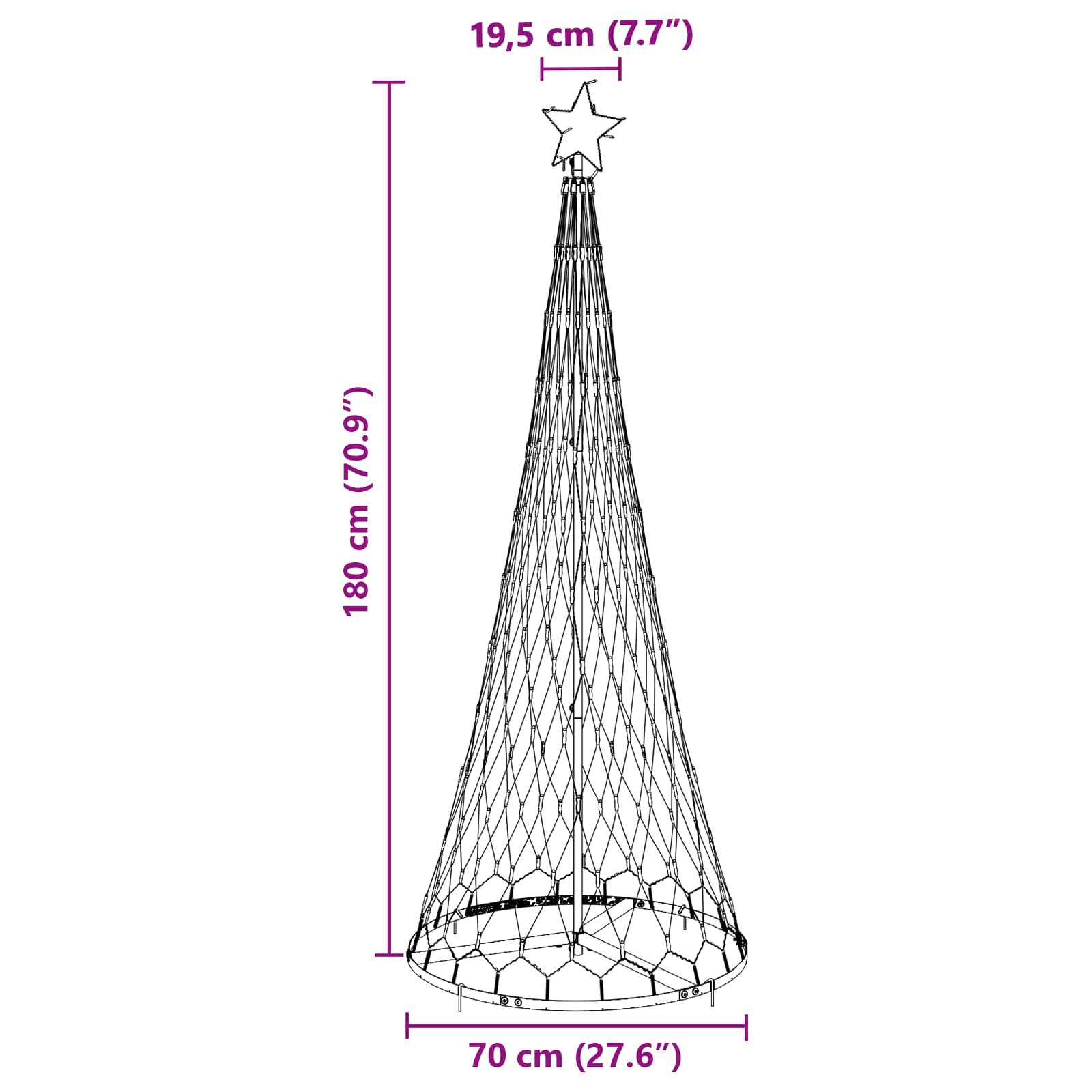 Vidaxl - Arbre de Noël LED avec 230 LED Multicolore 184,5 cm Métal vidaXL 42018782 - Image 9