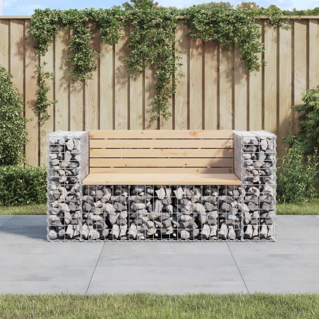 Maison Chic - Banc de jardin - Banc d'extérieur - Banquette design gabion 143x71x65,5 cm bois massif de pin - Image 2