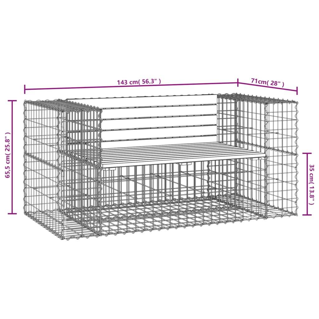 Maison Chic - Banc de jardin - Banc d'extérieur - Banquette design gabion 143x71x65,5 cm bois massif de pin - Image 8