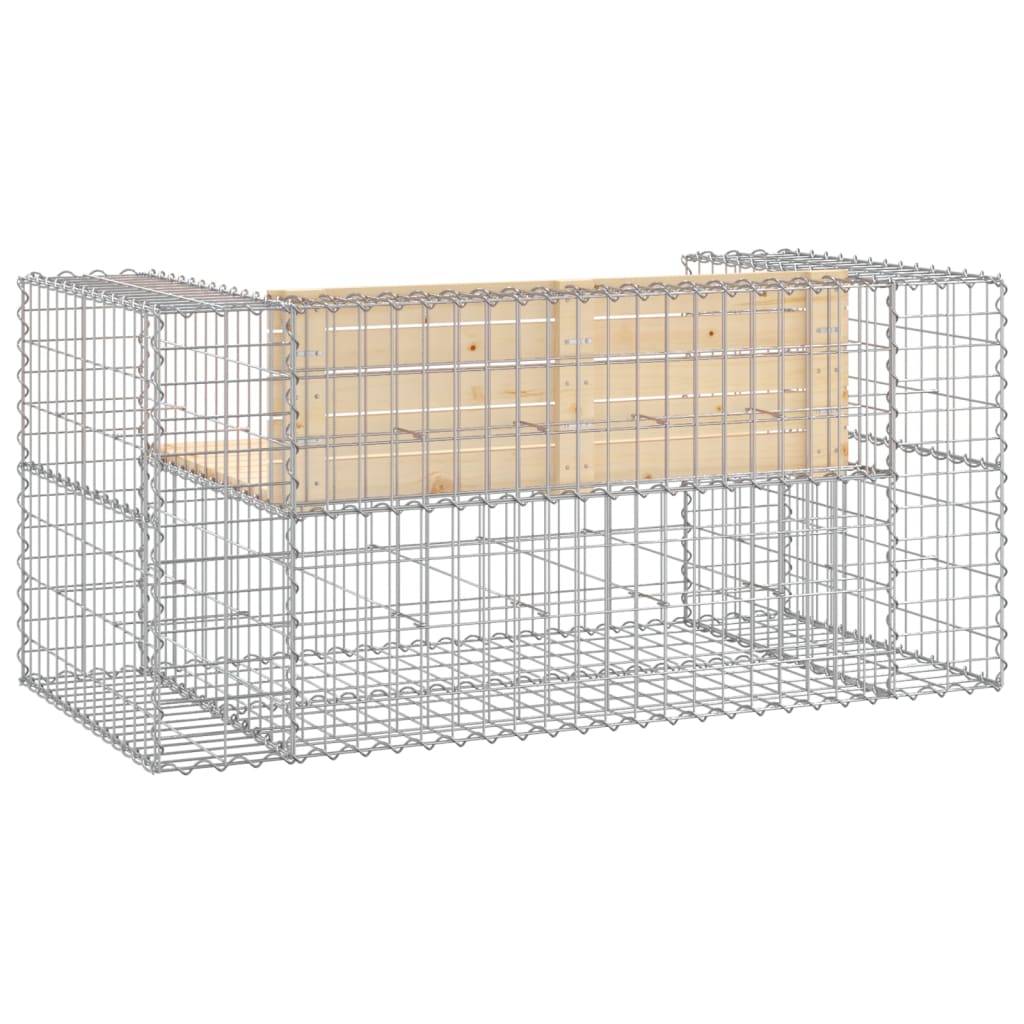 Maison Chic - Banc de jardin - Banc d'extérieur - Banquette design gabion 143x71x65,5 cm bois massif de pin - Image 5