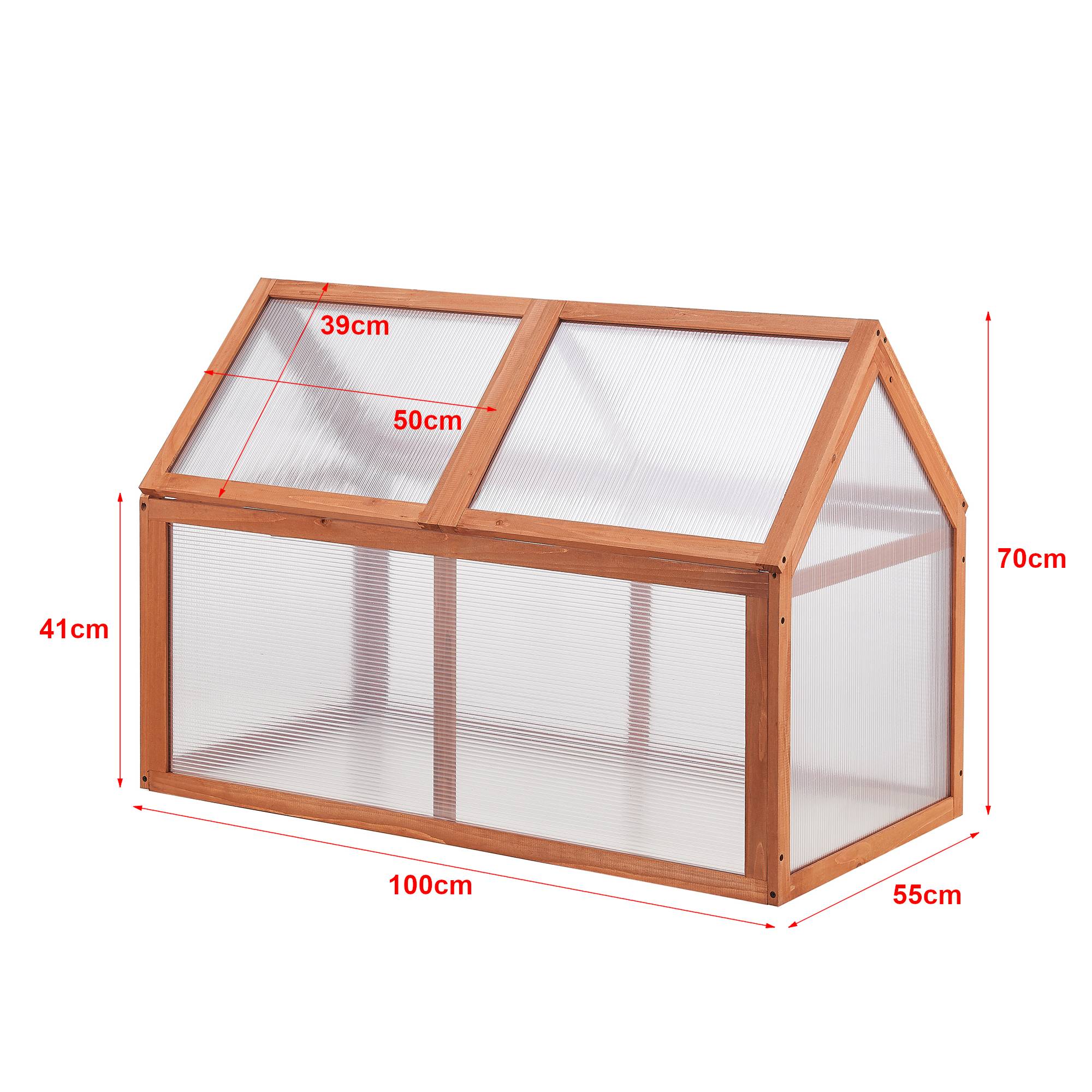 Casa.Pro - Châssis de jardin Duiven toiture relevable à 2 pans en polycarbonate et pin 100 x 55 x 41-70 cm  [casa.pro] - Image 3