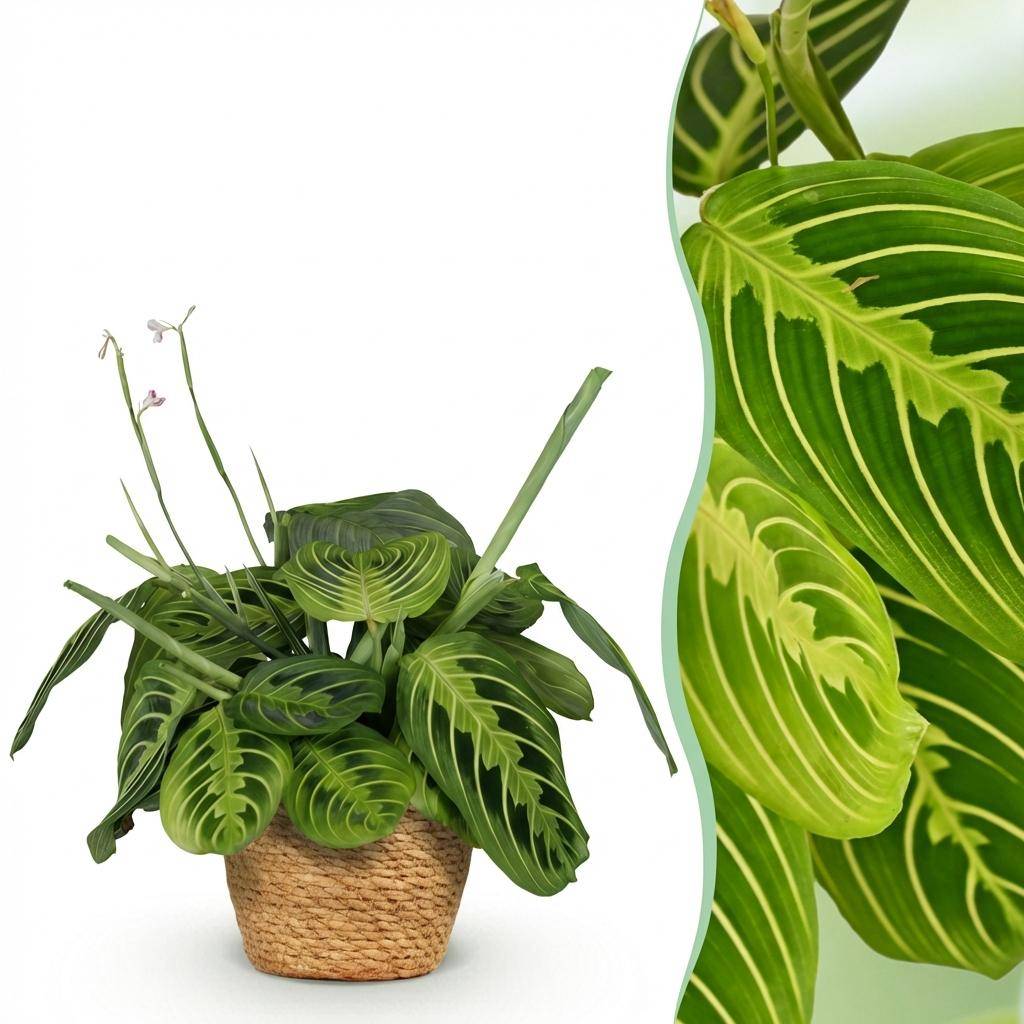 Maranta Fascinator Lemon Lime - Pet-friendly - Plante de prière - Pot de 12cm - Hauteur 25-35cm - 1 plante - Panier - Plantes d'intérieur