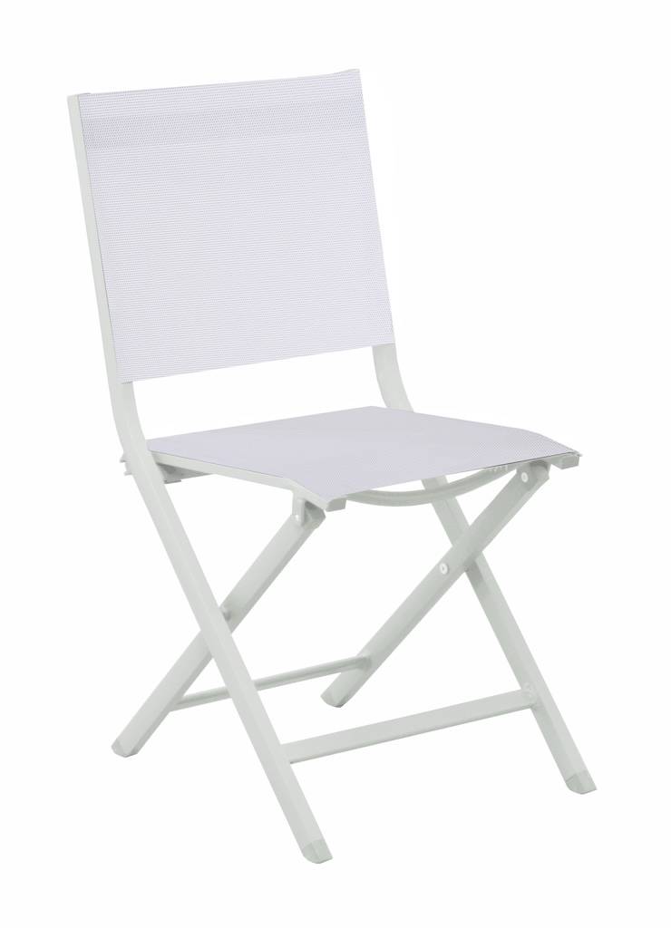 Proloisirs - Chaise pliante - THEMA - Aluminium époxy - Toile TPEP chiné blanc