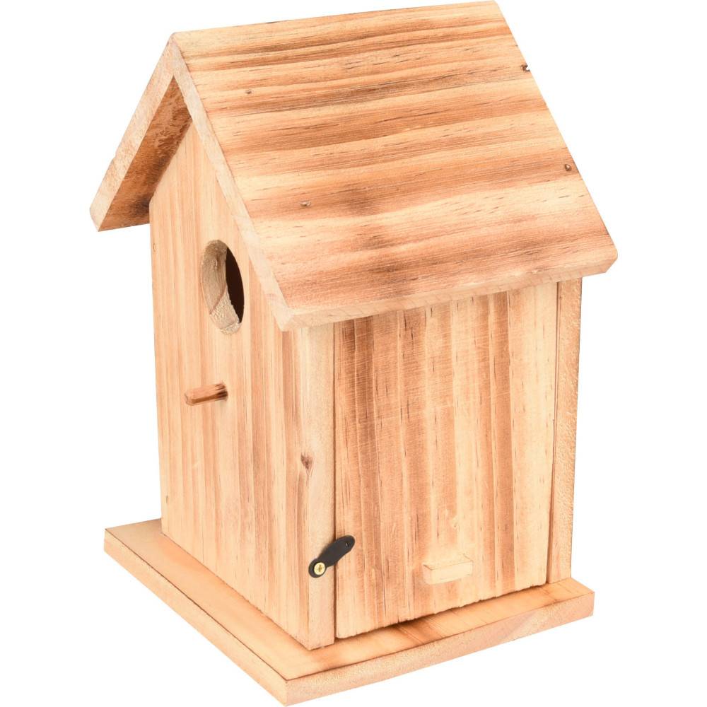 animallparadise - Nichoir pour oiseaux 15 x 12.5 x 20 cm en bois flammé nature - Image 3