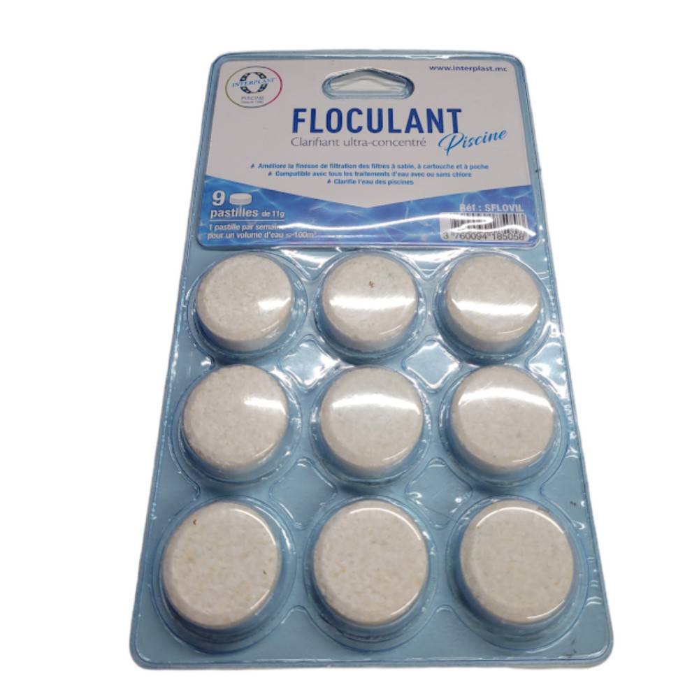 lot de 5 blisters Flovil de 9 pastilles - floculant clarifiant piscine - Image 1