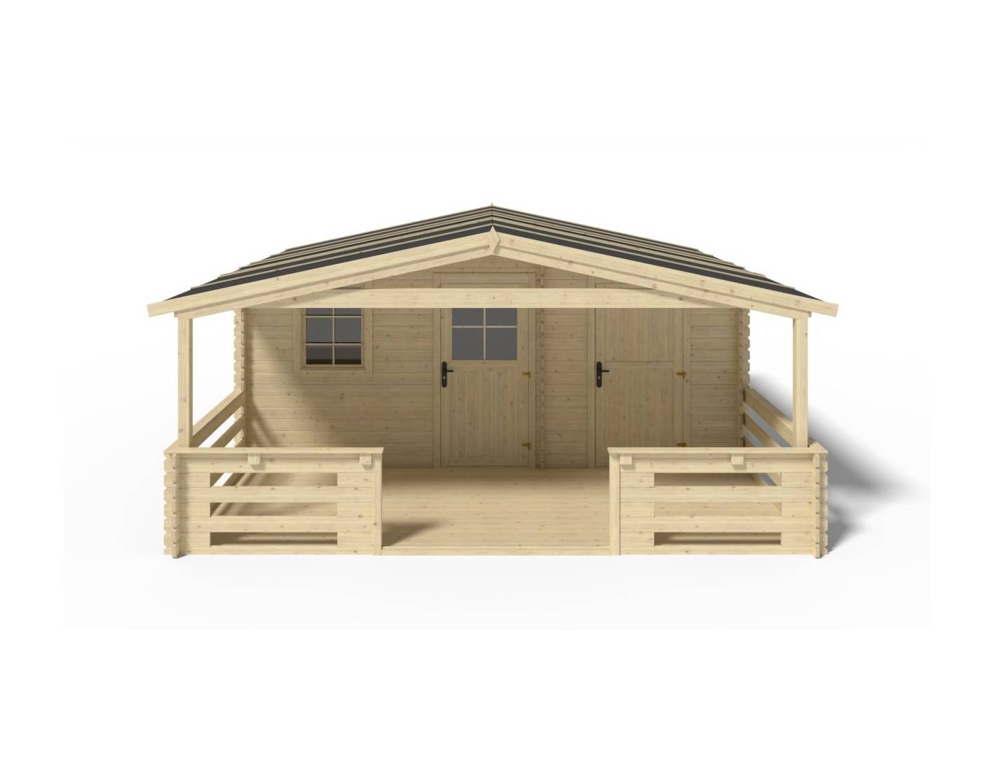 Altanka - Abri de jardin en bois - 5x3 m + terrasse avec balustrade et avant-toit en bois - 35 m2 - DOM578+DOM600+DOM601+POD04 - ALTANKA - Image 9
