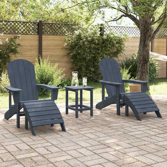 ComfortXL - Salon de Jardin Adirondack 3pcs Plastique avec Table Basse pour Balcon Bleu Marine – ComfortXL Outdoor Living - Image 4