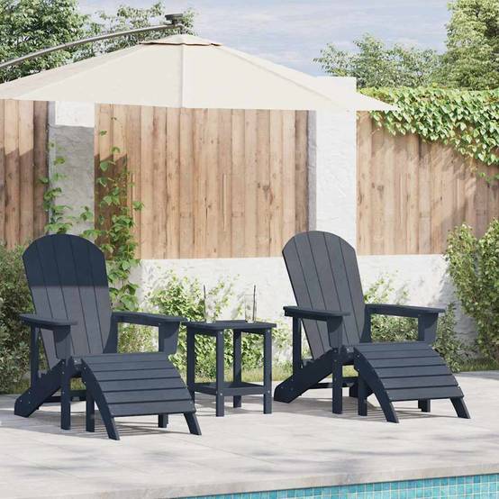 ComfortXL - Salon de Jardin Adirondack 3pcs Plastique avec Table Basse pour Balcon Bleu Marine – ComfortXL Outdoor Living - Image 1