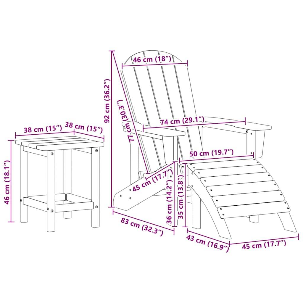 ComfortXL - Salon de Jardin Adirondack 3pcs Plastique avec Table Basse pour Balcon Bleu Marine – ComfortXL Outdoor Living - Image 6