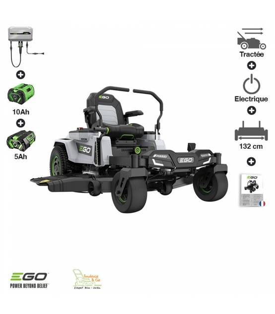 PACK tondeuse à rayon braquage zero 15Ah chargeur mural coupe 132 cm Ego ZT5201E-L - Image 1