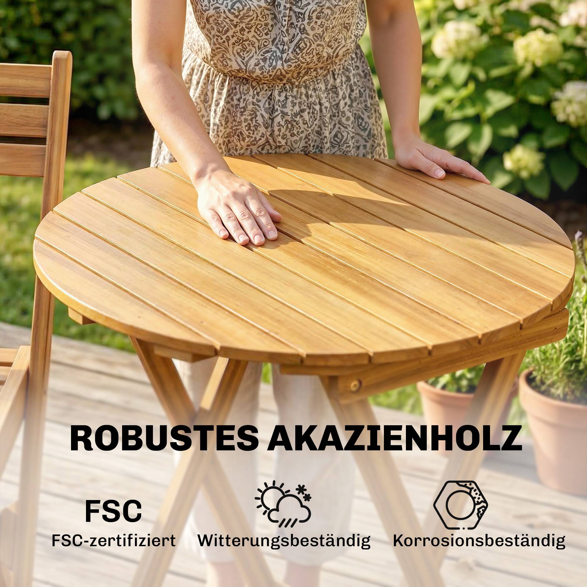 ComfortXL - Salon de balcon pliable en bois d’acacia avec coussins beiges pour 2 personnes - ComfortXL Outdoor Living - Image 8