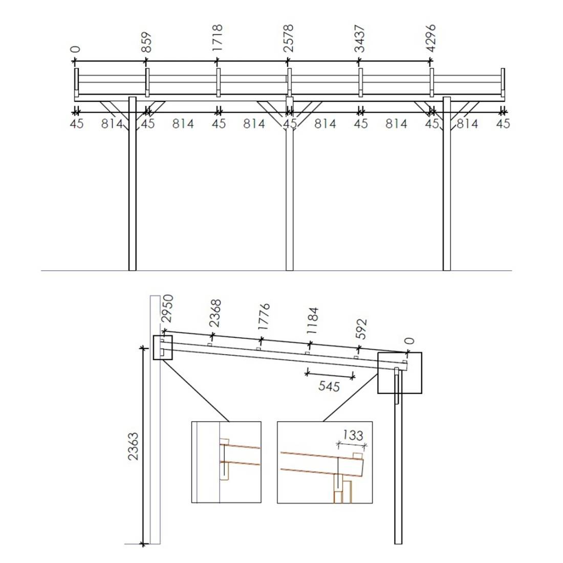 Altanka - Carport, abri de voiture 3x5.24 m - 15 m2 - adossé - CAR7-2 - ALTANKA - Image 4