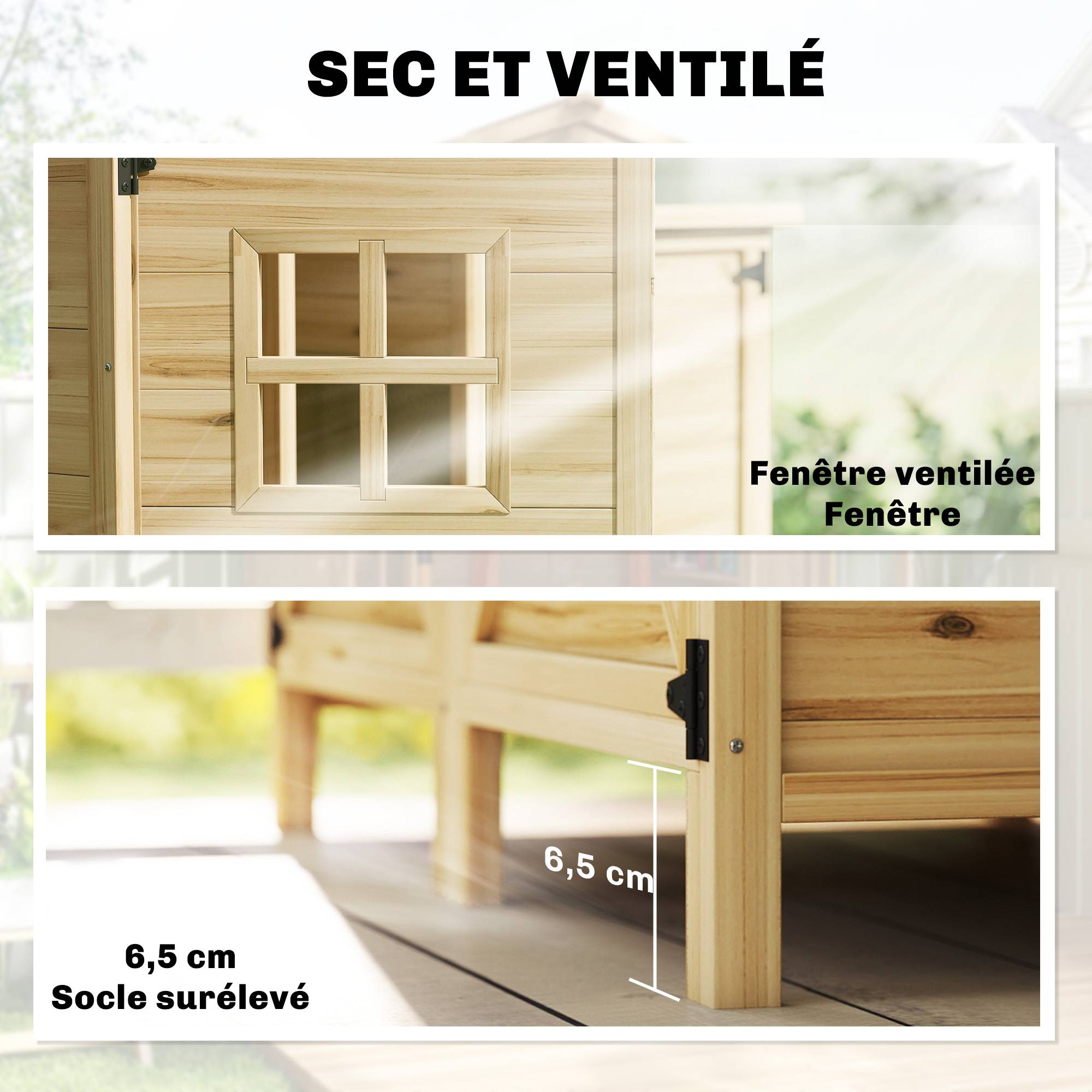 Armoire jardin bois toit bitumé double zone étagères amovibles 106x57x167cm naturel - Image 10