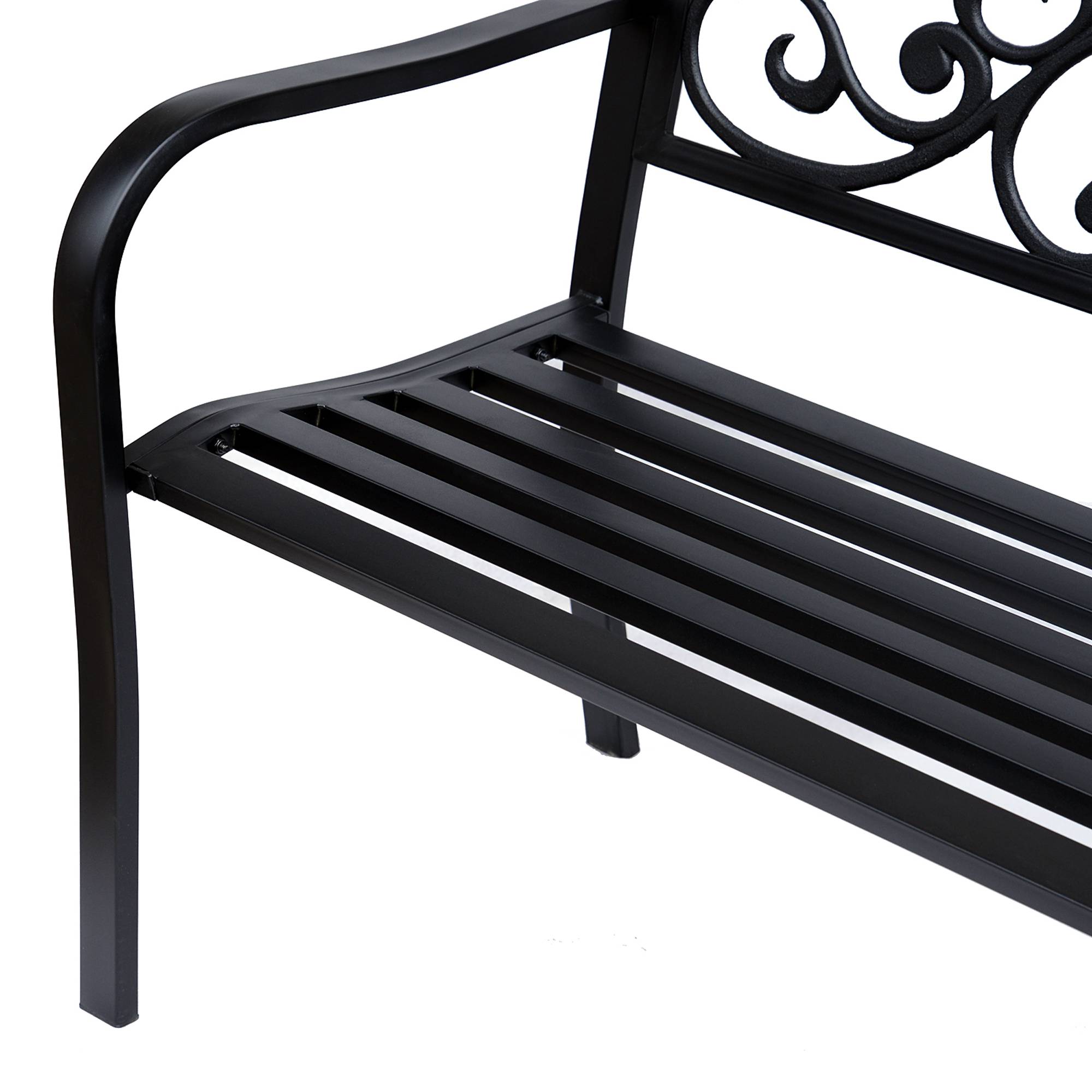ComfortXL - Banc de jardin acier fonte extérieur Dossier classique incurvé 2 places 127x60x89cm noir - ComfortXL Outdoor Living - Image 10
