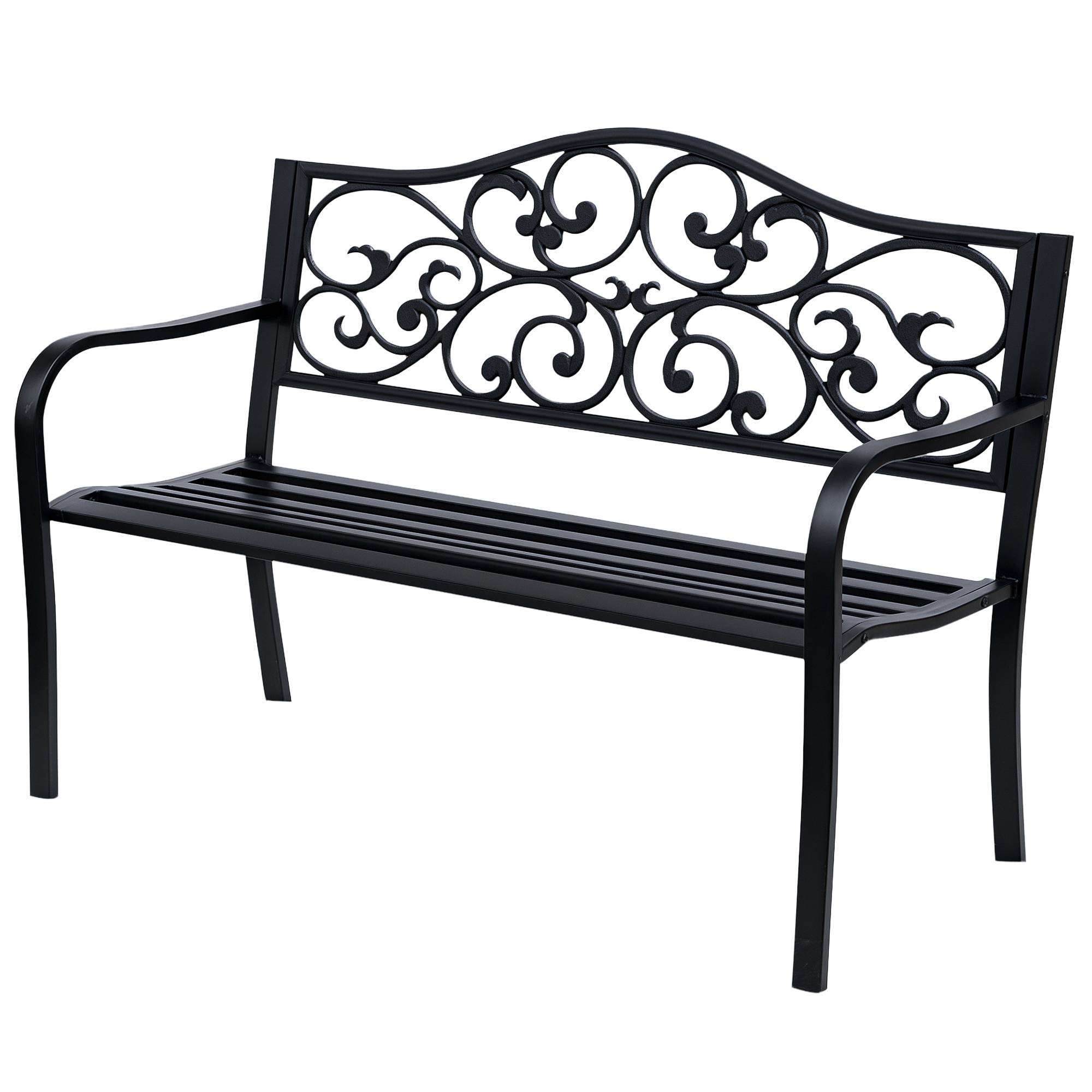 ComfortXL - Banc de jardin acier fonte extérieur Dossier classique incurvé 2 places 127x60x89cm noir - ComfortXL Outdoor Living - Image 1
