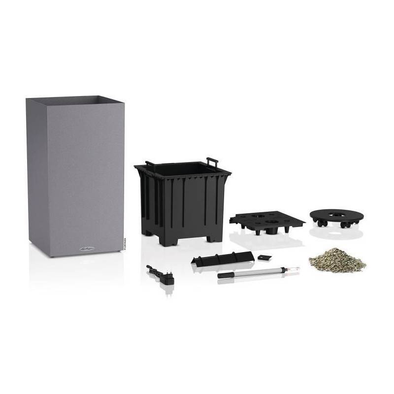 Lechuza - Pot De Fleur Lechuza Canto Stone Colonne 40 - Kit Complet Led, Gris Pierre - Image 2