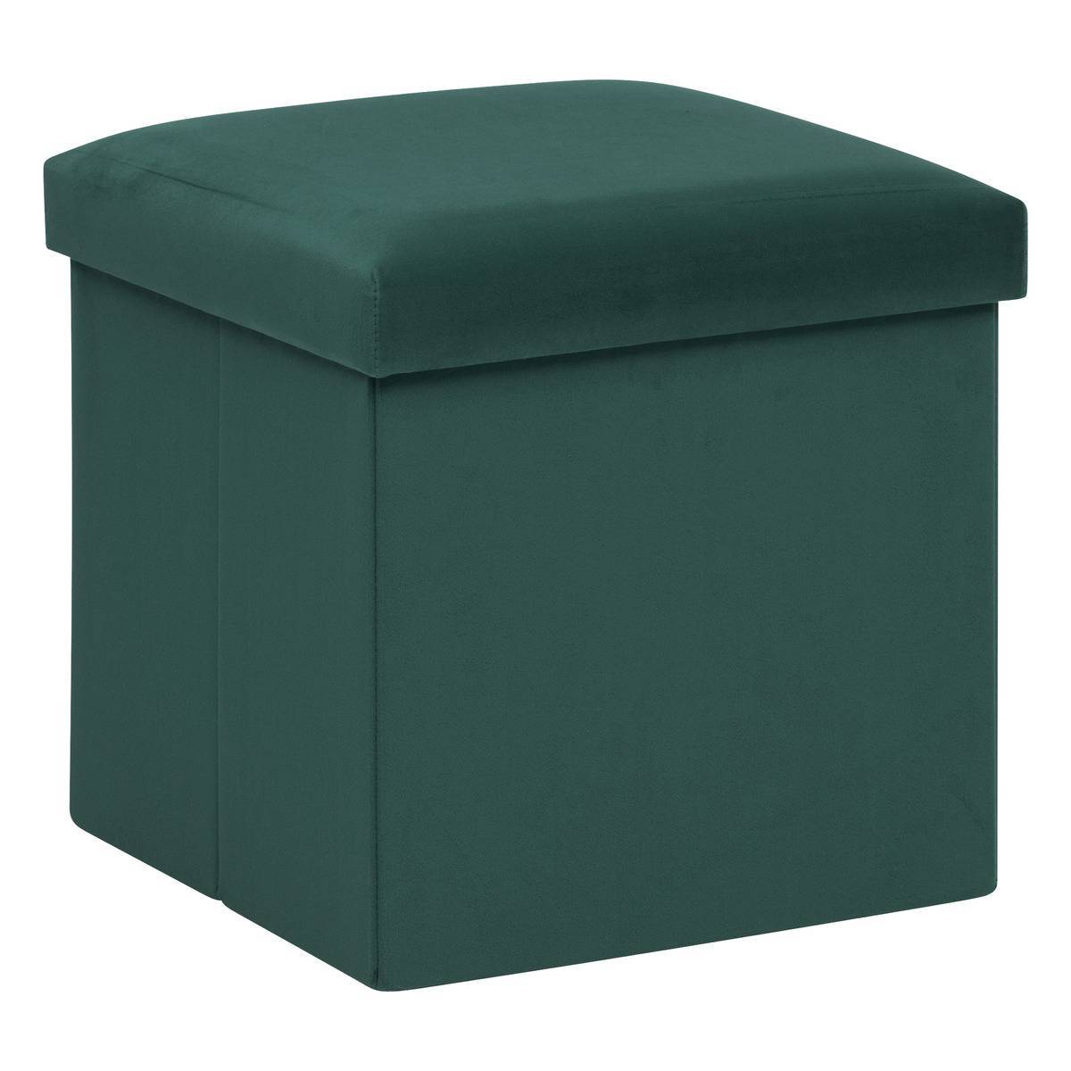 Atmosphera - Pouf pliant "Tess" 38x38cm vert cèdre - Atmosphera Créateur d'intérieur - Image 1