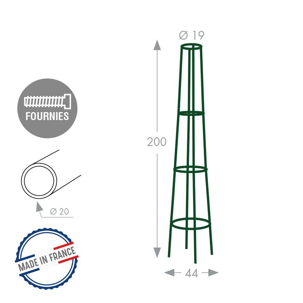Louis Moulin - Tuteur colonne vert sapin - 44x200 cm - Acier époxy Louis Moulin - Image 2