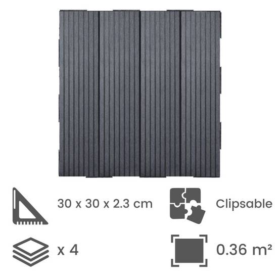 Dalle en composite Snap & Go (lot de 4) - Brun 30 x 30 cm - Snap & Go - Image 2