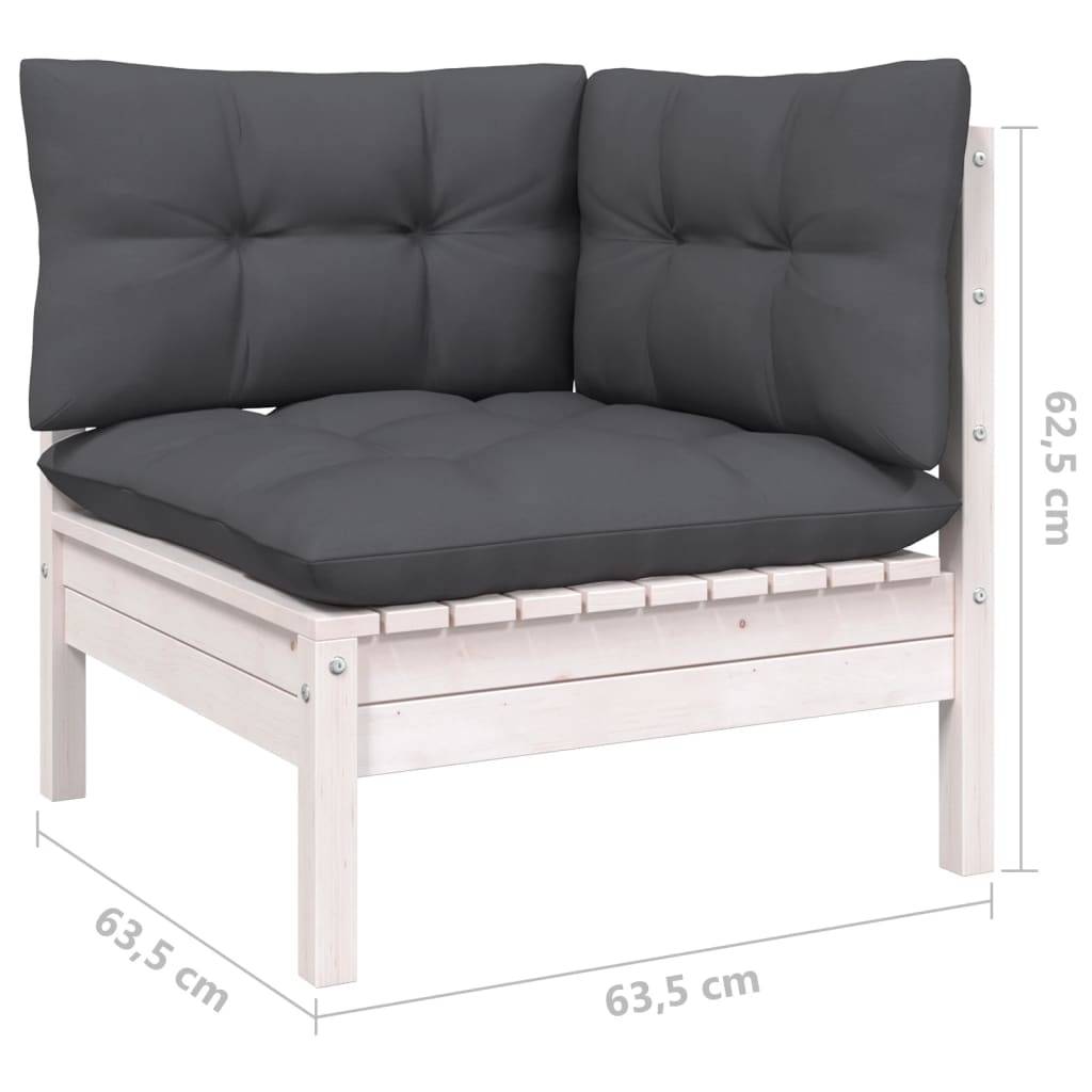 Prolenta Premium - Salon complet 7 places bois de pin et tissu (100 % polyester) blanc  63,5 x 63,5 x 62,5 cm  - Prolen - Image 7
