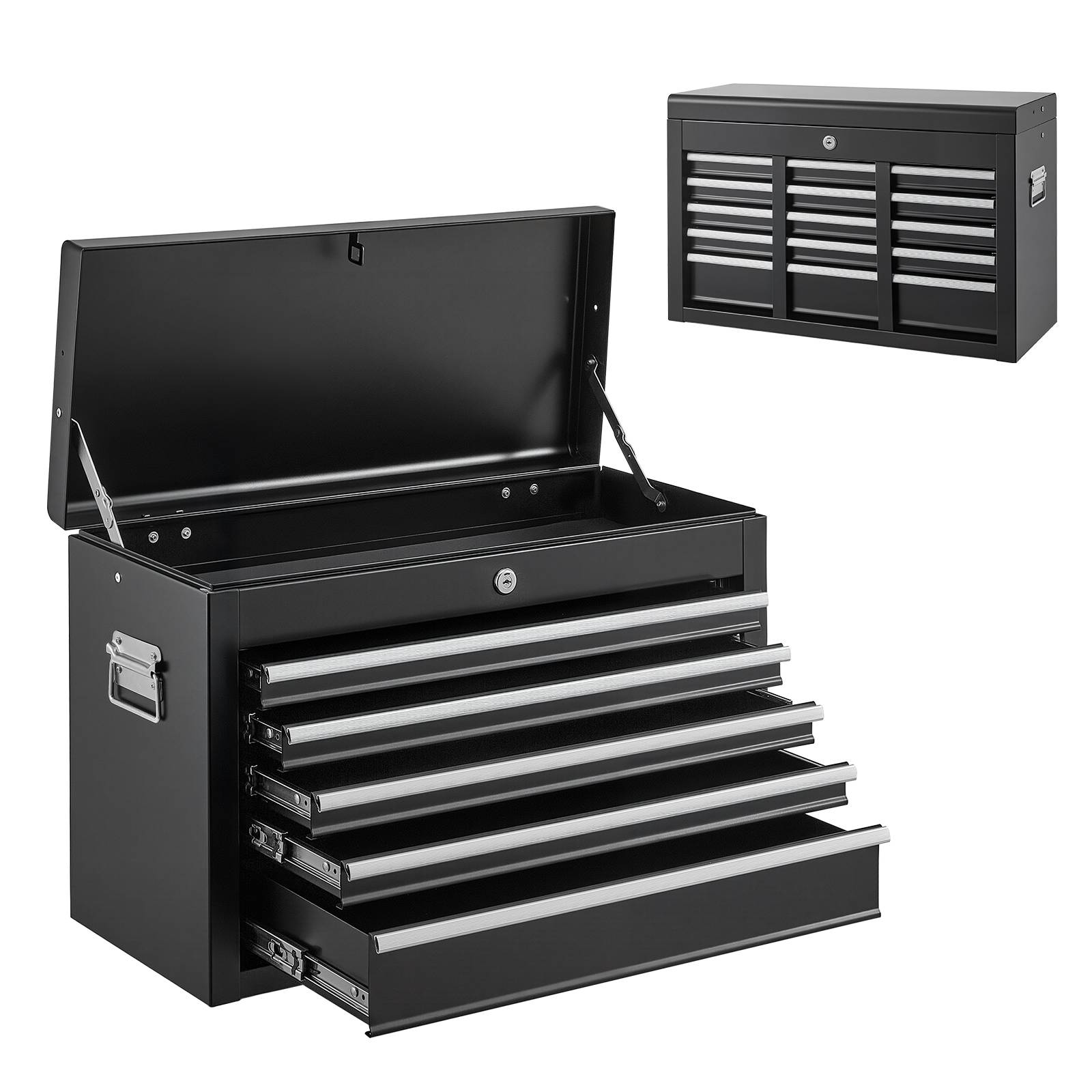 Vevor - VEVOR Coffre à outils en acier 600 mm, 5 tiroirs, portable et verrouillable, noir