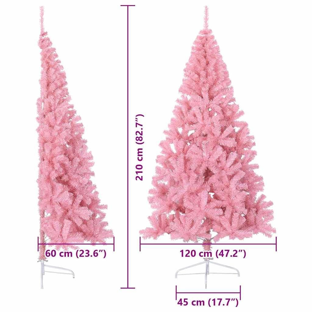 Vidaxl - Sapin de Noël artificiel pré-éclairé Rose 210 cm PVC vidaXL 3397096 - Image 3