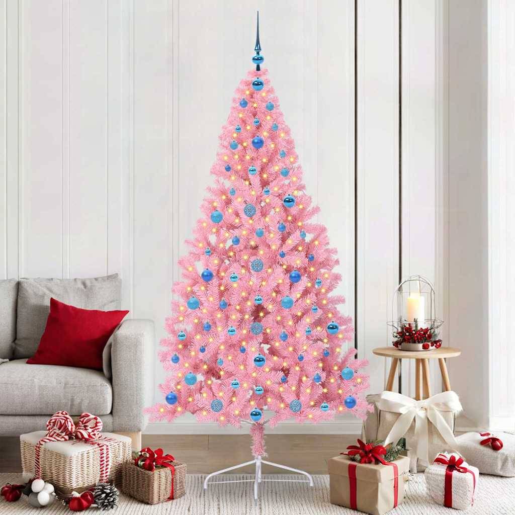 Vidaxl - Sapin de Noël artificiel pré-éclairé Rose 210 cm PVC vidaXL 3397096 - Image 1