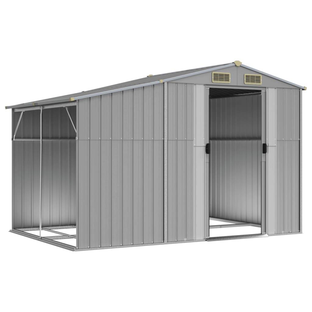 Helloshop26 - Abri de jardin cabane cabanon maison de stockage remise extérieur hangar outils robuste 277 x 192,5 x 179 cm acier galvanisé gris - Image 2