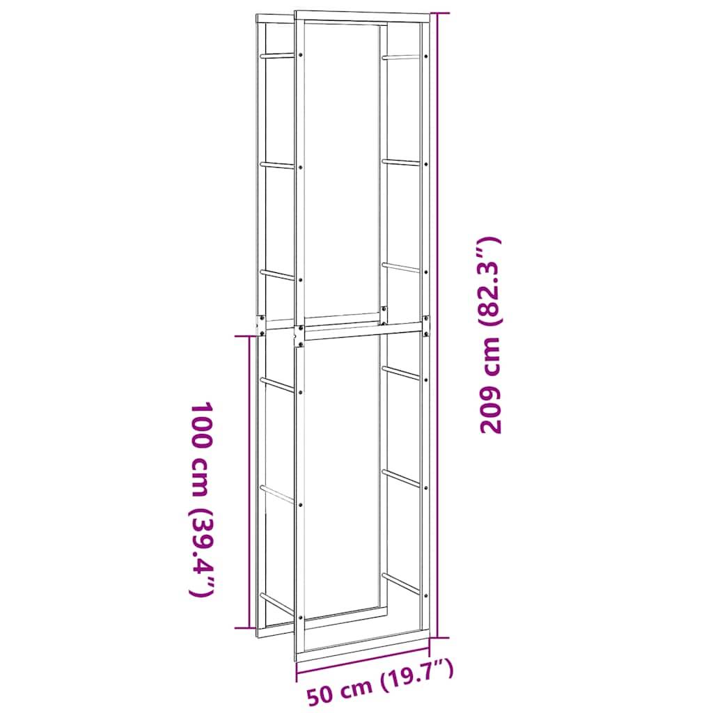 Range-bûches vertical acier pour intérieur & extérieur stockage bois poêle 50x30x209 cm - ComfortXL Outdoor Living - Image 6