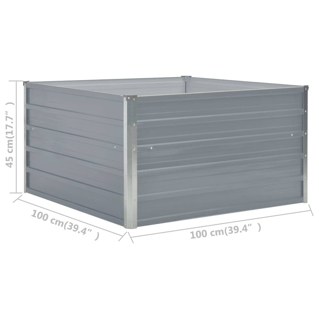 Jardinière 100 x 100 x 45 cm acier galvanisé gris - Image 5
