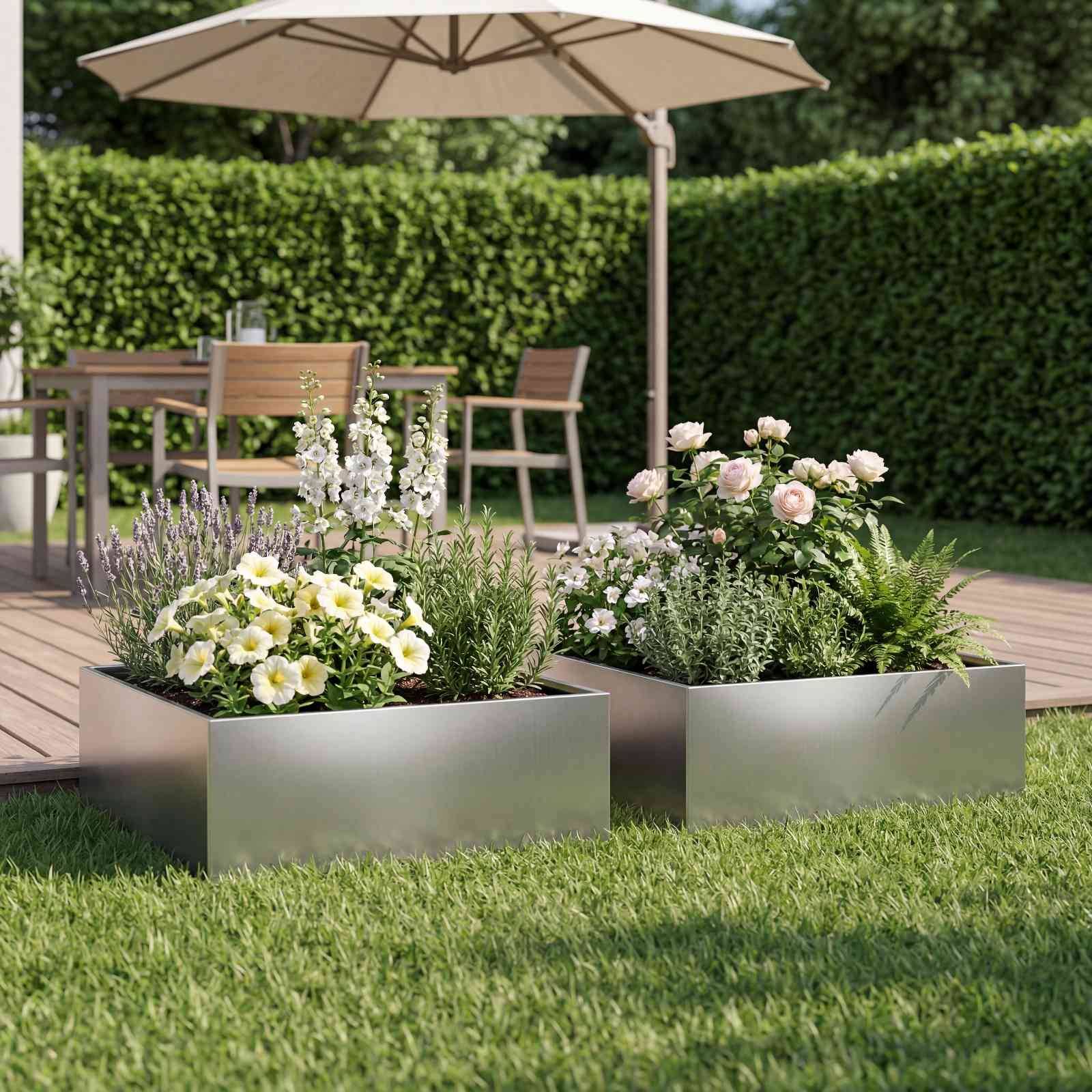 Vidaxl - Cache-pot de jardin 2 pc Argenté 40 x 40 x 20 cm vidaXL 8004991 - Image 1
