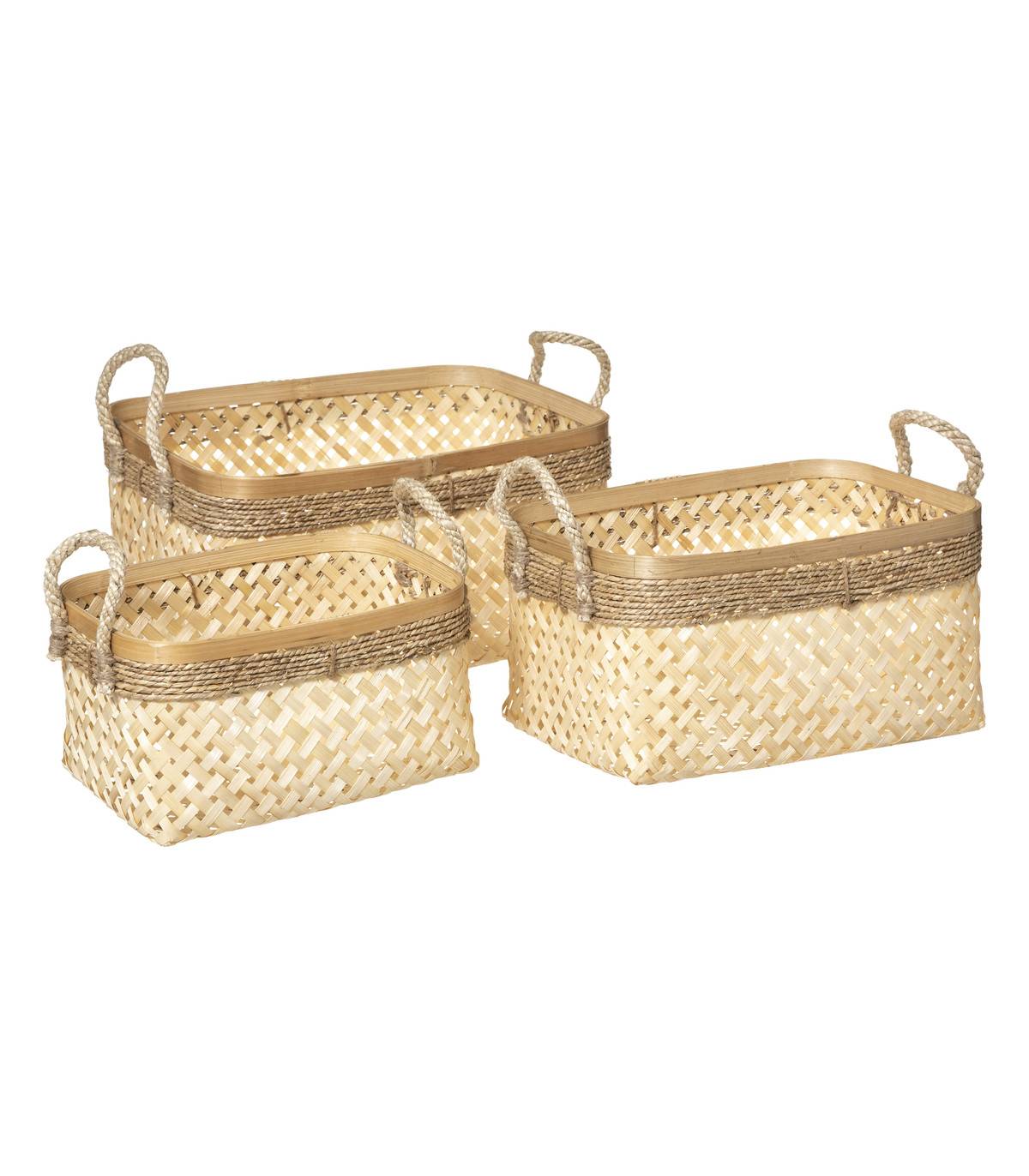 Set de 3 Paniers de rangement en Bambou et Roseau - Image 1