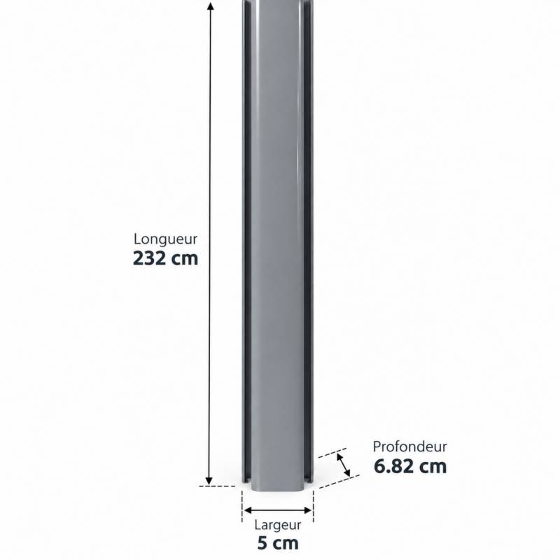 Poteau clôture aluminium multifonctions - Coloris - Gris anthracite RAL 7015, Epaisseur - 6,82 cm, Largeur - 5 cm, Longueur - 232 cm - Image 2